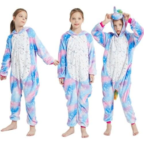 Cute Unicorn Onesies Kigurumi Pajama Children Costume Cartoon Animal Cosplay Halloween Party Jumpsuits Suit Winter Pajamas