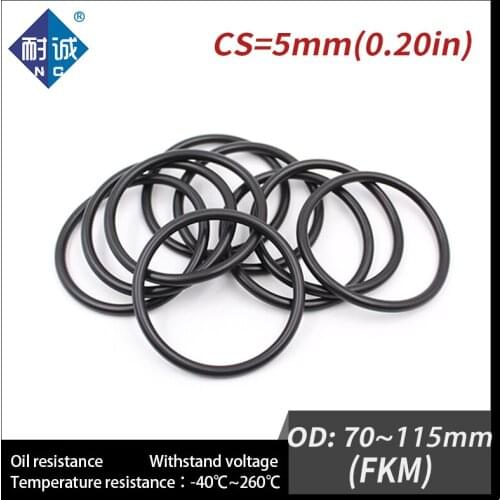 1PC/lot Rubber Ring Black FKM O ring Seals Thickness 5mm OD70/75/8085/90/100/115mm Rubber O-Rings Fuel Washer