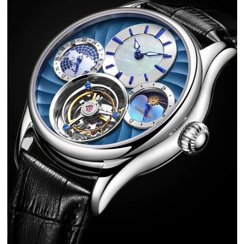 Hand Wind Tourbillon Movement Mechanical Men Watches Multifunction Luxury Brand Date And Night Watches Mens montre homme 2020