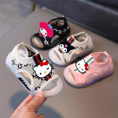 Sanrio Hello Kitty childrens toddler shoes 2021 summer new flying woven casual shoes Melody sandals men and women baby beach sh