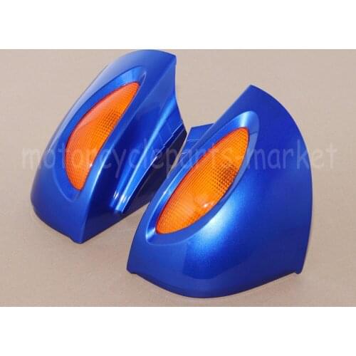 Blue Left Right Motorcycle Rear View Mirrors with Turn Signal Lens For BMW R1100RT R1150RT R1100 RT RTP R1150 RT