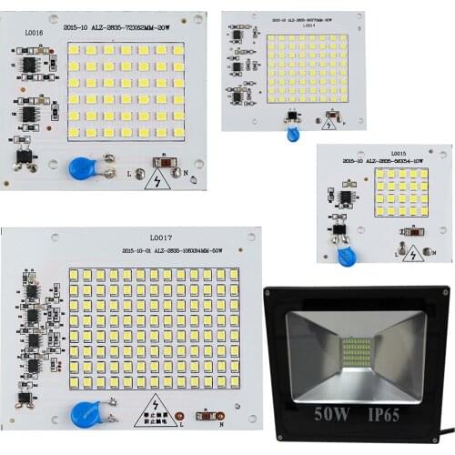 Smart IC SMD LED source diode Lamp 10W 20W 30W 50W 220V2835SMD For Outdoor FloodLight Cold White/WarmWhite not need power supply