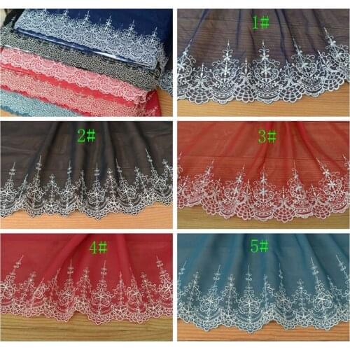 15Yards Embroidered Tulle Lace Trim Mesh French Red Blue Green Black Fabric Ribbon for Sofa Curtain High Quality