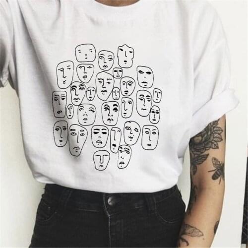 Women t shirt 2021 Hipster T-shirt Funny Human Head Graphics T Shirt Simple Tshirt O-Neck Short Sleeve T shirt Female