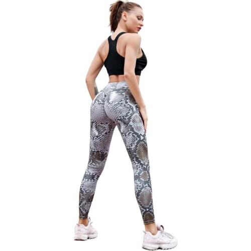 Leggings Women New Fast Shipping Women White Snake Printed Leggings Black PU Leather Patckwork Workout Hot Hip Pleated Leggings
