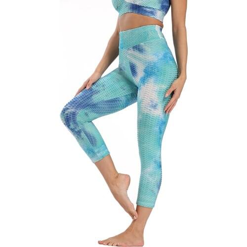 Womens Sport Leggings High Waist Running Tie-dye Pants Tights Workout Leggings Yoga Pants Sportswear pantalones de mujer E2