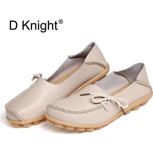 Women Genuine Leather Flats Fashion Slip-on Moccasins Loafers Ladies Casual Flats Female Driving Shoes 20 Colors Big Size 34-44