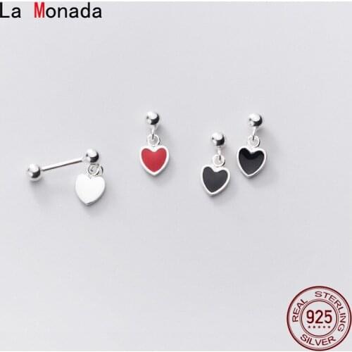 La Monada Heart Drop Silver Earrings 925 Sterling Silver Women Fine Jewelry For Women Hanging Korean Short Earrings Women Screws