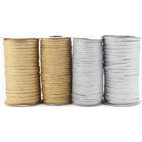 1Roll 3mm 6mm 9mm Gillter Elastic Bands Gold Silver Sewing Elastic Ribbon Elastic Spandex Band Trim Sewing Accessories Lace Trim