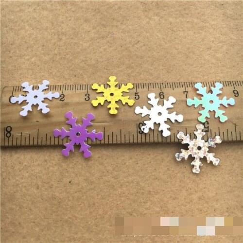 10g about 260pcs 19mm Pvc Snowflake Sequins Christmas Decoration Sequins For Crafts Diy Supplies