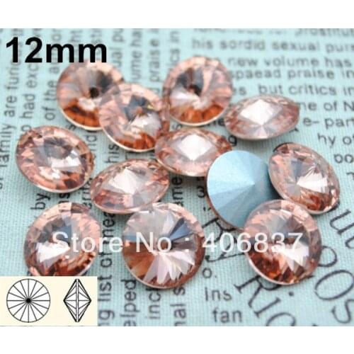 200pcs/Lot, 12mm Light Peach Crystal Rivoli Stones, Free Shipping! Chinese Top Quality Crystal Rivoli