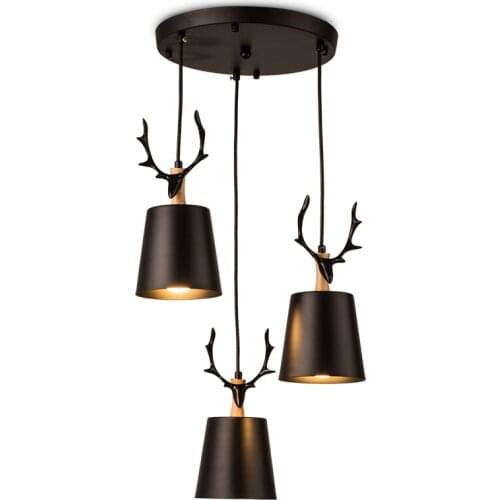 3 Heads Hanging Lamp Fashion Iron Nordic Pendant Light Fixtures Creative Antlers Bedroom Living Room Luminaire Suspendu Lighting