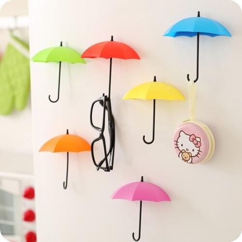 3Pcs/set Creative Umbrella Shape Hook Colorful Key Hanger Holder home Bedroom Wall decoration Accessories Load weight 0.2kg