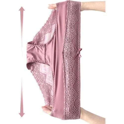 3 Pcs/lot Lace Decoration Breathable Sexy Womens Underwear Extra Elastic Large High Waist Womens Triangle Briefs XL XXL XXXL