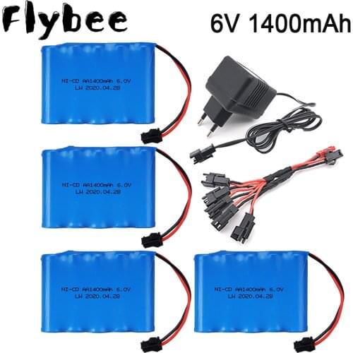 6v Battery + Charger Set For Rc Cars RC truck RC Boats RC Tanks RC Robots Battery spare parts 6V AA 1400mAh NI-CD Battery