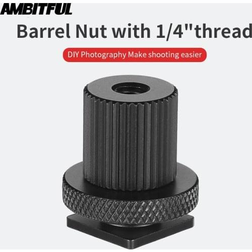 AMBITFUL 1/4 Screw Hot Shoe Mount Adapter + 1/4 Screw Barrel Nut Connection Nut for Camera LED Light Monitor