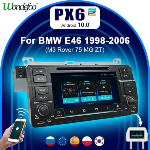 Car radio 1 din Android 10 PX6 For BMW E46 M3 318/320/325/330/335 Land Rover 75 auto audio 1din navigation stereo multimedia gps