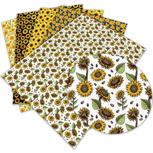 New Faux Leather Sun Flower Parttern Printed A4 22x30cm for Hair Bow Diy Decoration Crafts L336 L337