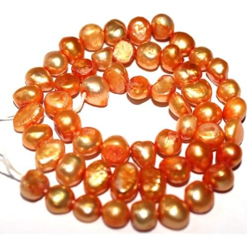 Free Shipping 4-5mm 6-7mm 7-8mm Wholesale Lot Orange Baroque Potato Natural Freshwater Pearl Jewelry DIY Beads 15"