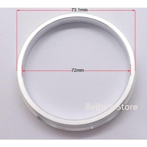 4pcs Silver Aluminum Alloy Wheel Spacer Hub Centric Rings 73.1OD to 72ID