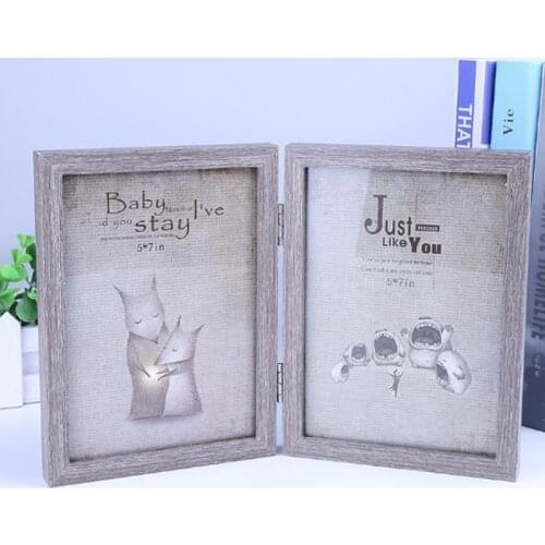 Creative Wood Siamese Rectangle Photo Frame 6inch 7inch Home Living Room Desktop Ornaments Picture Frame Decorative Crafts