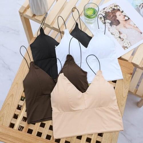 Women Camis Crop Tops Underwear Breathable Sexy Removable Padded Camisole Comfort Lingerie Slim Short Style Female