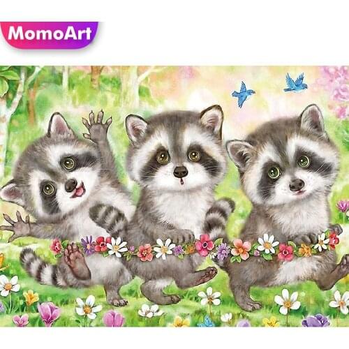 MomoArt Diamond Painting Cartoon Raccoon Sale Diamond Mosaic Animal Full Drill Square Embroidery Cross Stitch Home Decoration