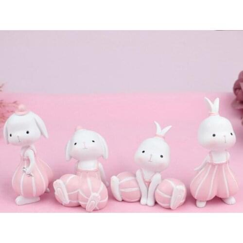 Cartoon Action Figure Farm Rabbit Model Kids Toys Cute Bunny Mini Animal Figurine Fairy Garden Dolls Christmas Gift Home Decor