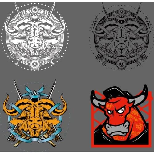 Cartoon HOT Cattle Pattern Applique on Clothes Heat Vinyl Ironing Stickers Decor Character Patch for Clothing Washable