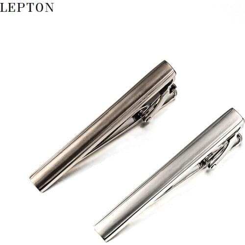 Hot Sales Men Copper Necktie Tie Clips Pin Lepton Brand Top Quality Silver color Brushed Clasp Tie Bar Wedding Tie Clip Clamp