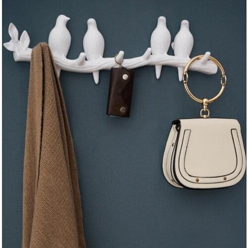 Nordic Birds Decor Organizer Hanger Hooks Behind Door Storage Rack Shelf Bag Clothes Holder Hanger Tie Rack Keys Hanging Stand