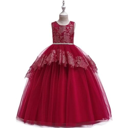 New Teen Formal Bride Costume Princess Dress Flower Prom Kid Dresses For Girls Children Ball Gown Evening Party Wedding Dresses