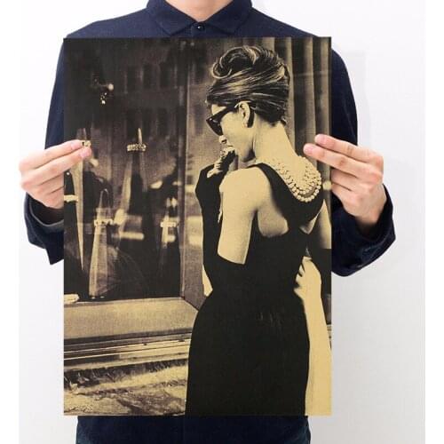 Audrey Hepburn Beautiful back Poster Retro Kraft Paper Vintage Adornment Movie Posters Wall Stickers