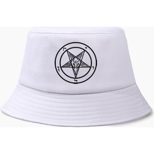 Pentagram Gothic Occult Satan Goat Head Panama Cap Men Women Bucket Hat Fishing Hunting Basin Chapeau Sun Prevent Hats Round Top