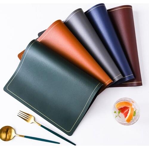 Phnom Penh PU Leather Placement Waterproof Table Pad Oilproof Non Slip Rectangle Kitchen Bowl Mat for Dinner Party Tableware