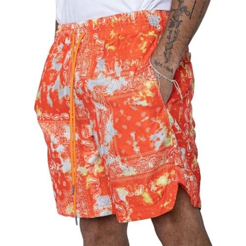 Beach Shorts Riding Trousers Loose Fit Shorts Cashew Print Drawstring Men Loose Mid Rise Short Pants for Vacation Track Shorts