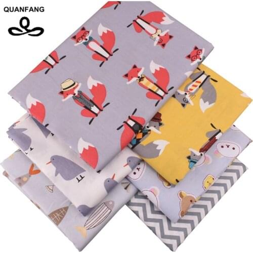 QUANFANG 6pcs / lot Cartoon ,Printed Twill Cotto Fabric For Patchwork & DIY quilts Cloth Quilting Sewing Baby Children bird