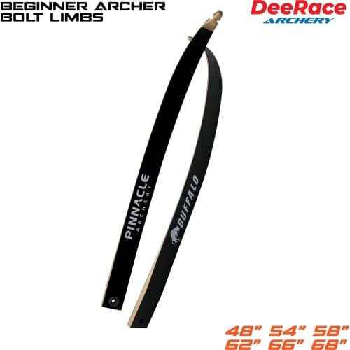 Recurve Bow Bolt Limbs Wood Fiber Glass for Beginner Archer Training Black 48" 54" 58" 62" 66" 68" 10lbs-40lbs