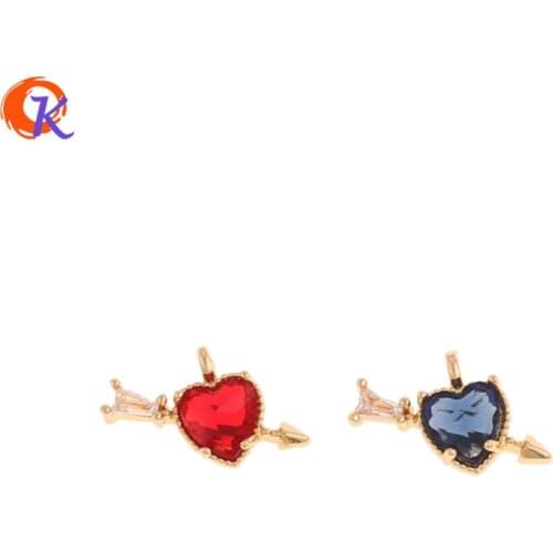 Cordial Design 30Pcs 9*14MM Jewelry Accessories/CZ Charms/Heart Shape/Genuine Gold Plating/DIY Pendant/Hand Made/Earrings Making