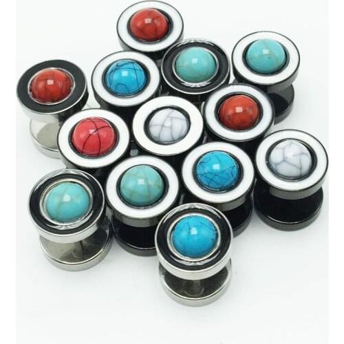 Fashion Mens Fake Ear Tunnels Cheater Expander Plug Earrings Stud Stainless Steel Anti-allergic Barbell Brincos Body Jewelry