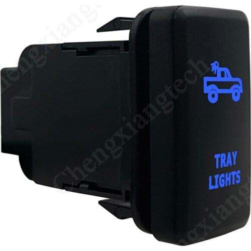 Blue LED Car Push Button Switch Tray Lights For Toyota Prado Landcruiser Hilux FJ Cruiser ON OFF Switch + Wire 12 Volt 3Amp