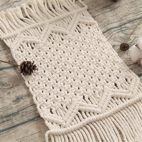 Hand-Knitted Table Cloth Placemats Woven Dinning Mats With Tassel Nordic Woven Table Flag Hand Woven Table Blanket Woven Coaster