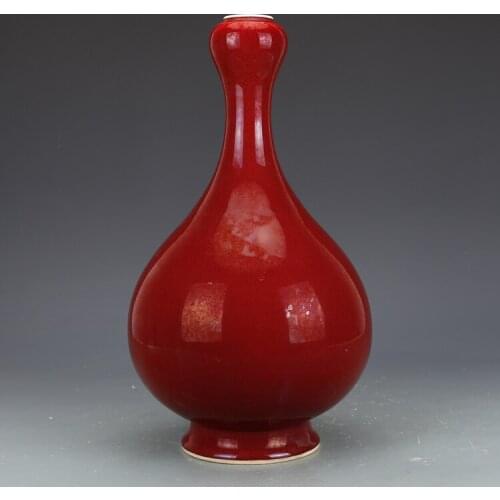 Old Chinese QingDyansty Red-glazed Garlic Vase for the Qianlong Festival