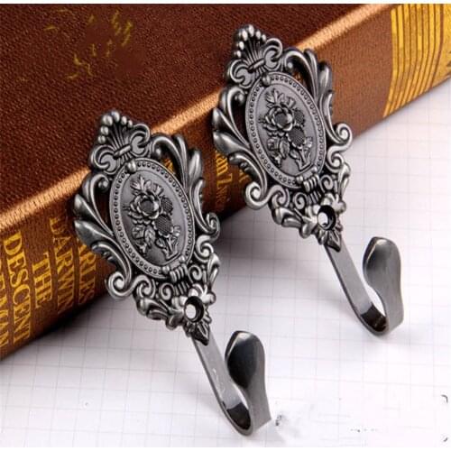 2pcs Door Holdback Hooks Drapery Coat Hanger Living Room Vintage Alloy Curtain Tieback Home Decor Rose Pattern Bedroom Fittings