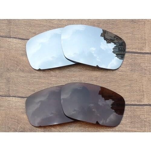 Vonxyz 2 Pairs Chrome Mirror & Bronze Brown Polycarbonate Replacement Lenses for-Oakley Crankshaft Frame
