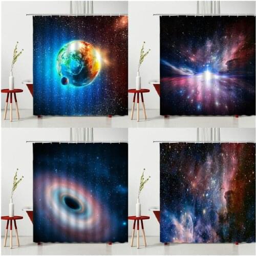 Shower Curtains Mysterious Beautiful Universe Space Scenery Pattern Polyester Fabric Waterproof Cloth Curtain Multiple Size