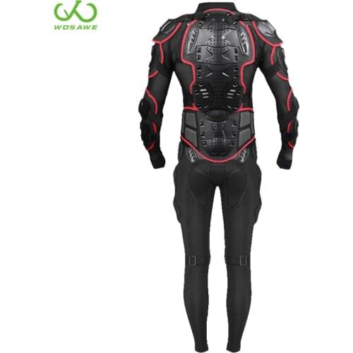 WOSAWE Motocross Protective Set Armor Jacket Pants Kit Elbow Kneepad Hip Butt Protection Motorcycle Full Body Protector Suit