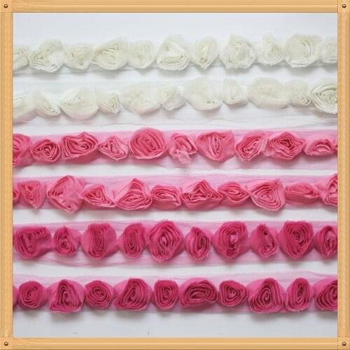 10/30y 5cm Shabby Chiffon Rose Mesh Trim For DIY Baby Girls Headbands Rompers Jumpsuit Dress Tee Shirts Sewing Lace Accessories