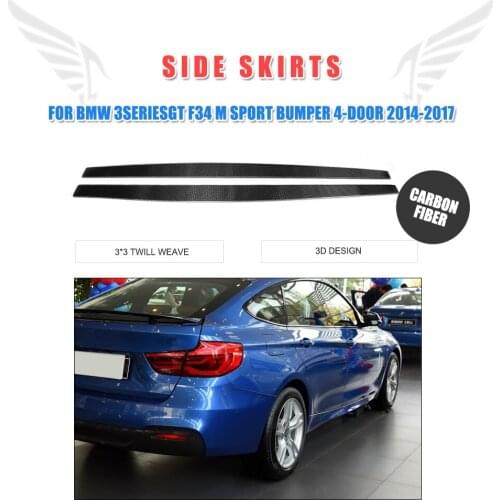 2PCS/Set Carbon Fiber Auto Side Under Skirts Aprons for BMW 3 Series GT F34 M Sport Bumper 4-Door 2014-2017