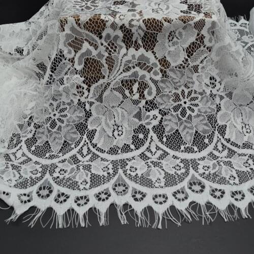 3yards White and black Romantic Net Eyelash soft Lace Fabric Wedding dress Doll Craft wide 45cm (18'')